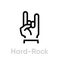 Hard rock hand gesture icon. Editable line vector.