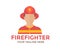 Hard-working professional Firefighter portrait on duty logo design. Person Profile, Avatar.