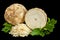 Hardened celery root on black