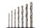 Hardened steel Drill bits set of different sizes isolated on a white background