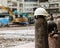 Hardhat on a gas cylinder at a construction site