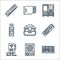 hardware line icons. linear set. quality vector line set such as keyboard, power supply, network interface card, ssd, vr glasses,