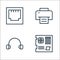 Hardware line icons. linear set. quality vector line set such as mainboard, headset, printer