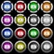 Hardware malfunction white icons in round glossy buttons on black background