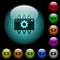 Hardware settings icons in color illuminated glass buttons