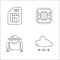 hardware and technology line icons. linear set. quality vector line set such as cloud sharing, robot, chipset