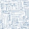 Hardware tool set linear seamless pattern. Vector carpenter of working tools