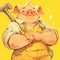 A hardworking pig sanitation worker cartoon style