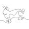 Hare continuous one line drawing. Easter bunny rabbit jumping in the garden isolated on white background. Cute pet animals concept