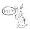 Hare. Cool rabbit with talk bubble and hand drawn speech