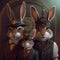 Hare family, steampunk style. Generative AI