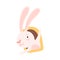 Hare Looked Out From Tree Hollow and Waving Paw Vector Illustration