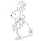 Hare. The rabbit stands on its hind legs. Sketch. Stylish pet with a bow on the neck. Vector illustration. Coloring book.