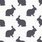 Hare silhouette seamless pattern. Rabbit meat background