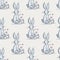 Hare sketch. Seamless pattern with cute hares