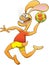 Hare in uniform playing handball