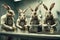 Hares dressed as scientists experiment created with Generative AI technology