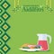 Hari Raya Aidilfitri - ketupat, malay pastry & rose syrup drink flat design