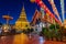 Hariphunchai massive gold stupa of Lamphun province, Thailand