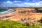 Harlyn Bay beach North Cornwall England UK near Padstow and Newquay in colourful HDR with cloudscape