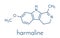 Harmaline indole alkaloid molecule. Found in Syrian rue Peganum harmala. Skeletal formula.