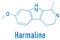 Harmaline indole alkaloid molecule. Found in Syrian rue, Peganum harmala. Skeletal formula.