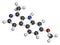 Harmine alkaloid molecule. Herbal inhibitor of monoamine oxidase A. MAO-A. 3D rendering. Atoms are represented as spheres with.