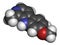 Harmine alkaloid molecule. Herbal inhibitor of monoamine oxidase A. MAO-A. 3D rendering. Atoms are represented as spheres with.