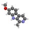 Harmine alkaloid molecule. Herbal inhibitor of monoamine oxidase A. (MAO-A). 3D rendering. Atoms are represented as spheres with