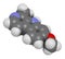 Harmine alkaloid molecule. Herbal inhibitor of monoamine oxidase A. (MAO-A). 3D rendering. Atoms are represented as spheres with