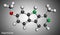 Harmine molecule. It is fluorescent harmala alkaloid, inhibits monoamine oxidase A, MAO-A. Molecular model. 3D rendering