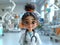 ?harming character illustrations of a girl doctor in a hospital. Generative AI