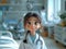 ?harming character illustrations of a girl doctor in a hospital. Generative AI
