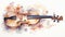 Harmonic Bloom - Watercolor Violin with Floral Notes