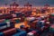 Harmonious chaos of containers, a bustling maritime trade terminal