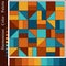 Harmonious Color Palette with Geometric Background of Simple Blue, Brown, Orange, Yellow Figures
