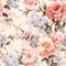 Harmonious Dance: Seamless Pattern of Delicate Flowers and Leaves in Pastel Hues