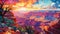 Harmonious Fauvist Sunset At The Grand Canyon In Vibrant Neo-traditional Style