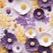 Harmonious Flower Paper Art On Purple Background With Delicate Still-lifes