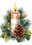 Harmonious Holiday Coloring: Festive Candle, Pine Cone, and Holl