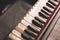 Harmonium keys with vintage looks  stock image, selective focus.