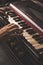 Harmonium keys with vintage looks  stock image, selective focus.