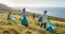 Harmony in Action, Multi-Generational Eco Activists Cleanse Nature\\\'s Canvas on sunny day. Generative AI