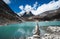 Harmony and balance: Pebble stack and Sacred Lake in Himalayas