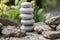 Harmony and balance, simple pebbles tower in another pebbles, simplicity, five stones