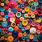 Harmony in Chaos: A Colorful Collage of Buttons and Fasteners