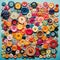 Harmony in Chaos: A Colorful Collage of Buttons and Fasteners