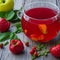 Harmony in a Cup: Roselle, Rose Hips, and Apple Herbal Tea. AI Generated