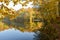 The harmony of lakes and trees in autumn