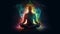 Harmony of Light: Meditating Man amidst Cosmic Patterns